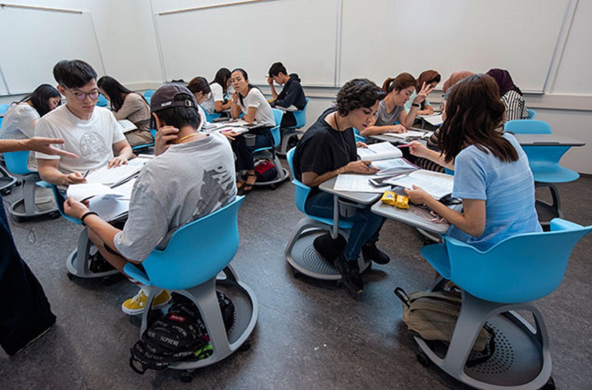 students working in a classroom