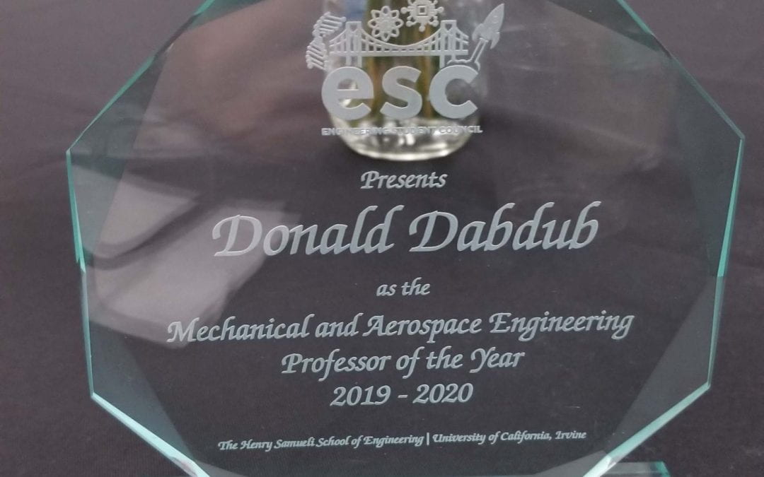 Students Name Dr. Donald Dabdub Professor of the Year