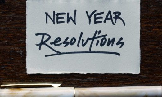 paper with New Years Resolutions written